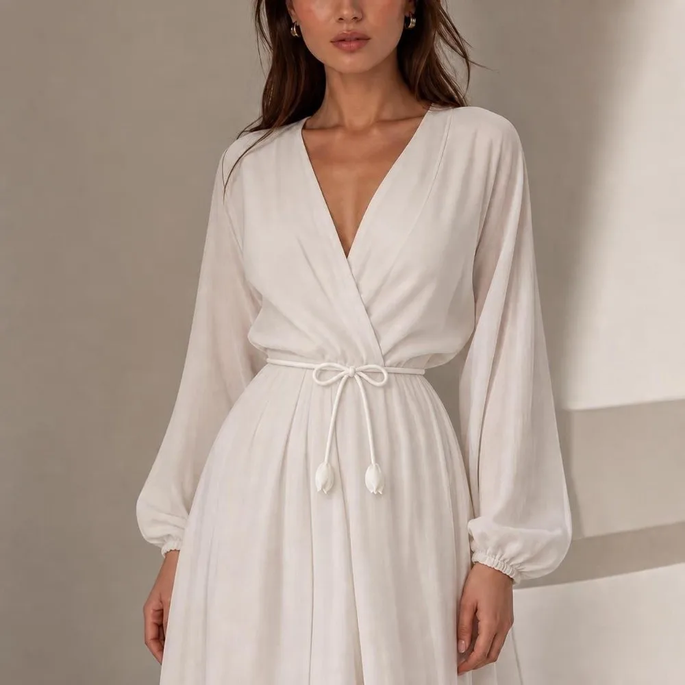 Unique Cloth Tulip String Waist Belt Soft Fabric Tie Up Waist Rope Handmade High-End Dress Belt Female Wear