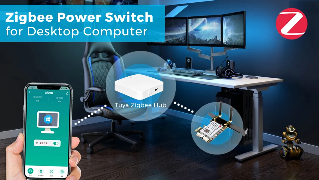 Tuya Zigbee Computer-Netzschalter Fernbedienung Ein/Aus-Schalter PCIe-Karte für Desktop-PC APP 433 MHz, Unterstützt Alexa Google Home – Detail 5