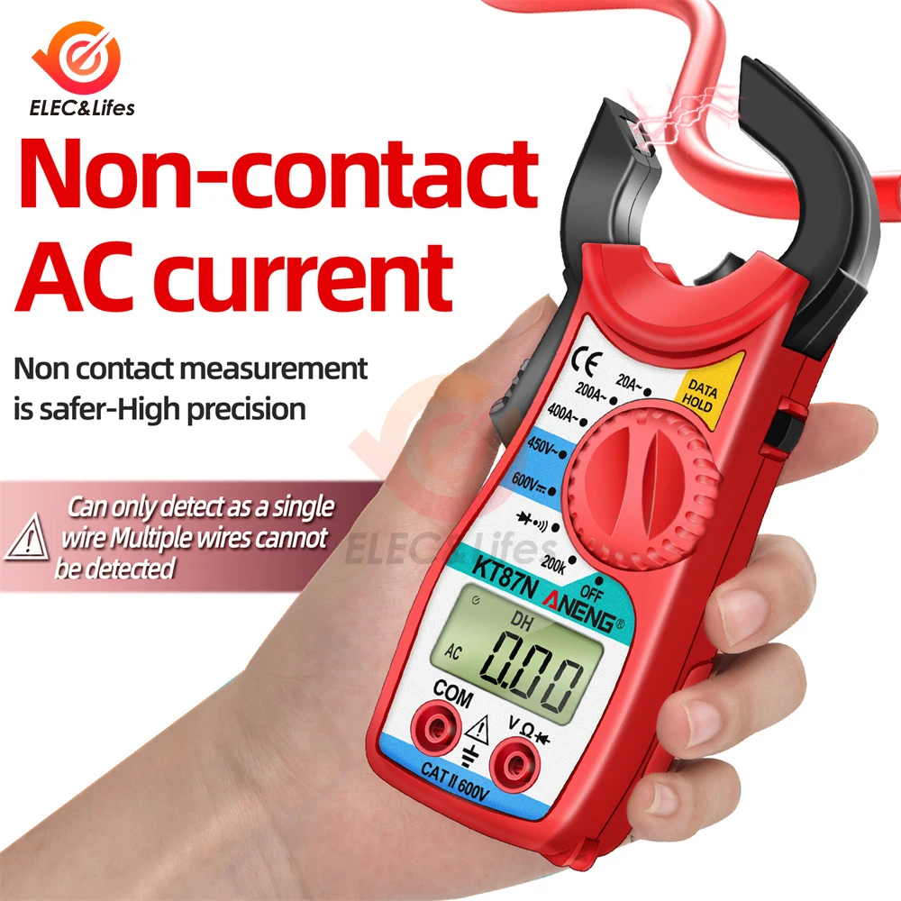 KT87N Mini Digital Clamp Meters 1999 Count AC/DC Voltage AC Current 600V True RMS Multimeter Capacitance Electrical Tester Tools