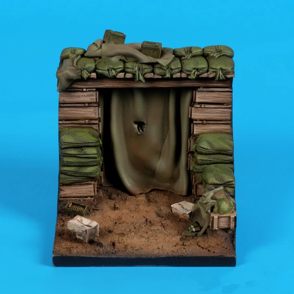 70 * 70mm Resin Model Scene Accessories Model Kit Miniature Toy Vietnam Bunker Base Unassembled and Unpainted  diorama