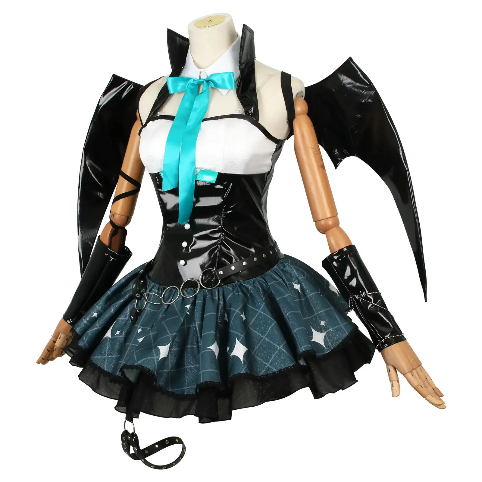 Kostum Cosplay Anime Demon Miku wanita gaun seksi setelan sayap seragam setan Lucu Miku dengan ekor pakaian pesta karnaval Halloween