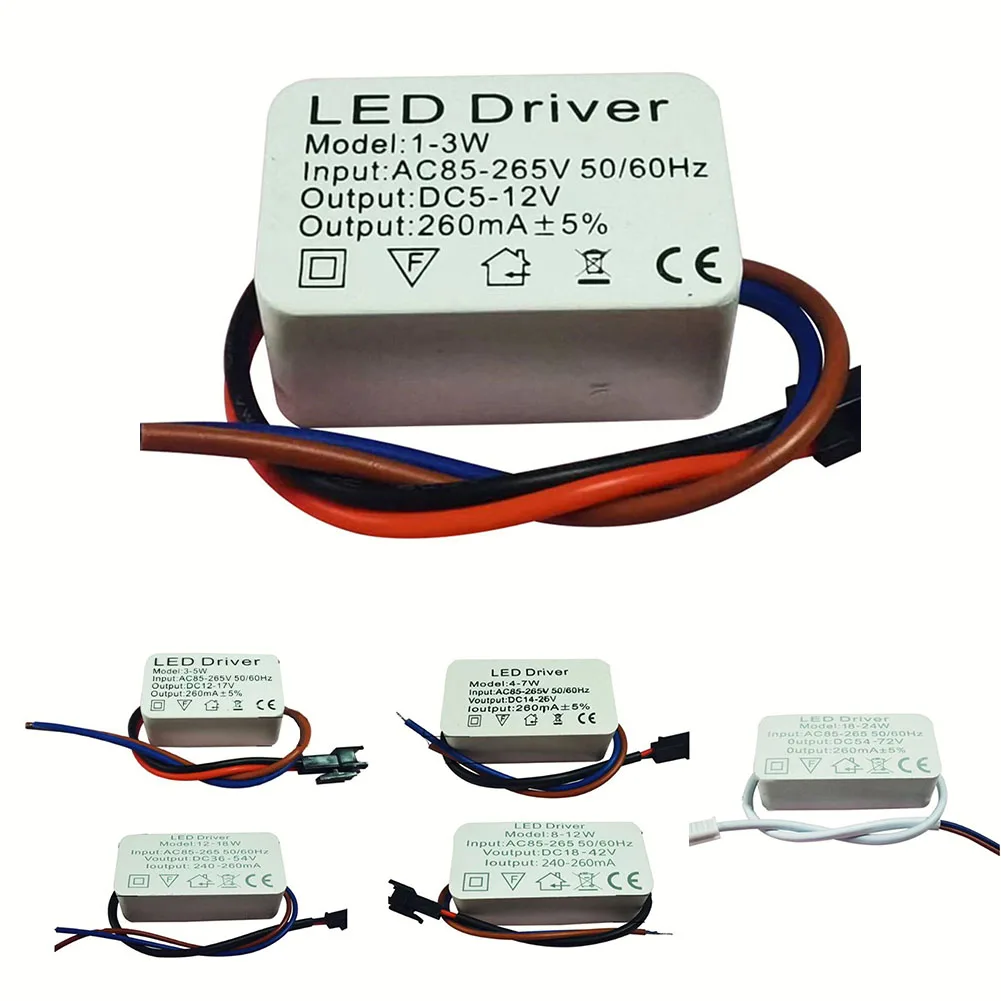 LED Driver 1-3W,3-5W,4-7W,8-12W,12-18W,18-24W Light Transformer Constant Current Power Adapter Lamp Strip LED Driver Power