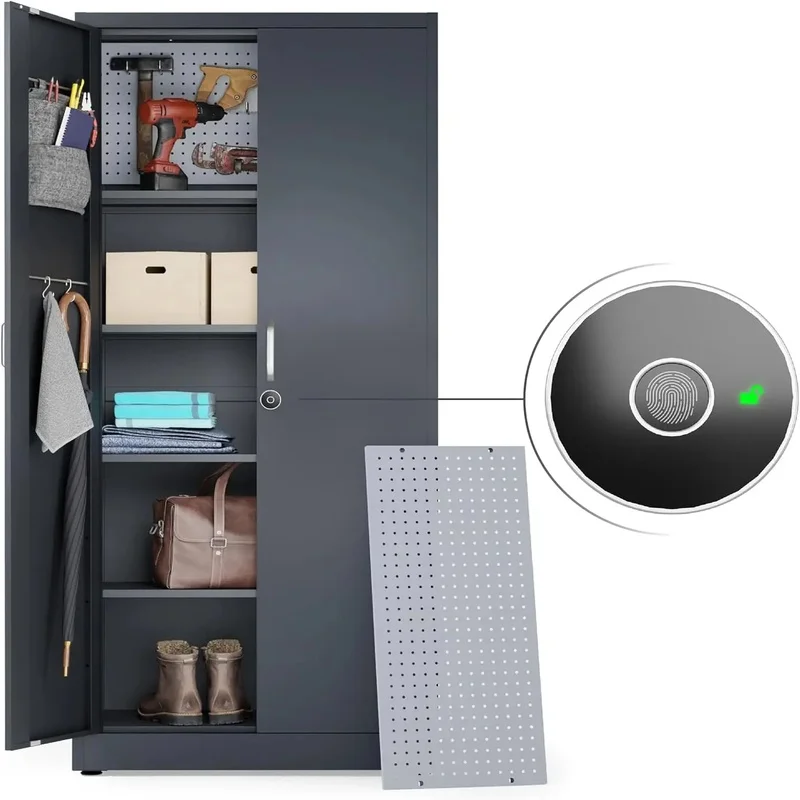 

Metal Storage Cabinet with Lockable Doors and Shelves | 71" Tool Cabinet for Office and Home Use
