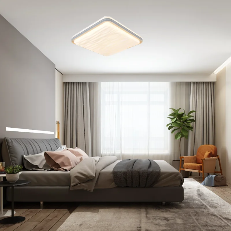 Luz de techo cuadrada LED, lámparas de habitación de comedor de estilo crema claro de tres colores, iluminación redonda blanca muy delgada para dormitorio