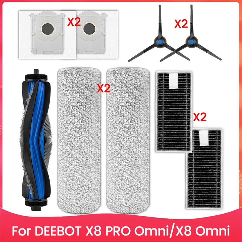 

For ECOVACS DEEBOT X8 PRO Omni/ X8 Omni Robot Vacuum Cleaner Main Side Brush Hepa Filter Accessories Kit