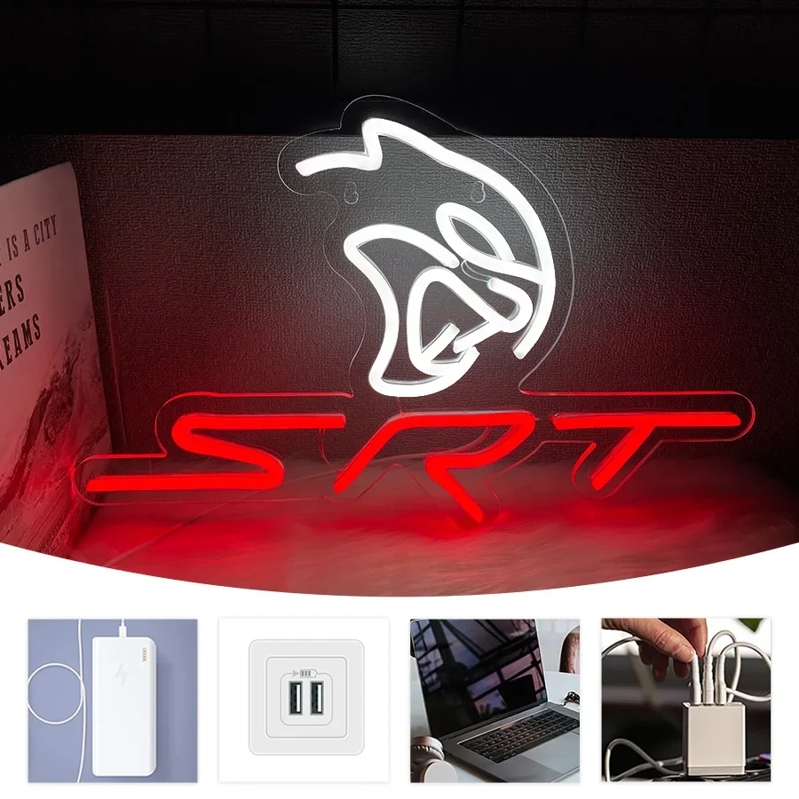 Car Srt Garage Service Man Led Usb Neon Sign Used Modification Auto Repair Shop Club Cave Novelty Lighting（new） Lights