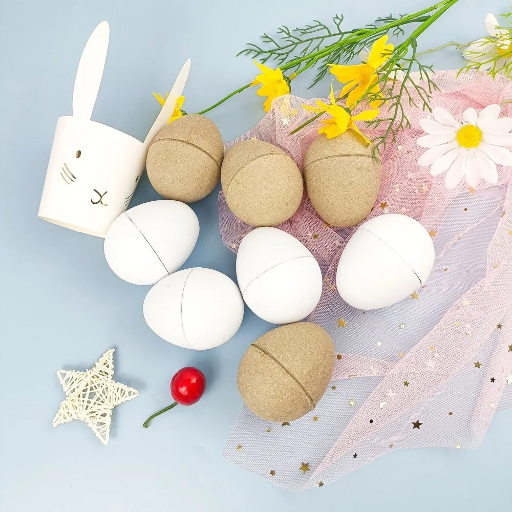 

Unpainted Craft Easter Paper Eggs Blank Simulated DIY Easter Eggs Decorative Adorable Paper Pulp Egg Easter Hunt Party