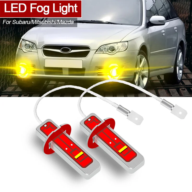 2pcs LED Fog Light Blub Lamp Canbus H3 For Subaru Forester Tribeca Legacy 3 4 Impreza Mitsubishi Carisma Mazda 6 GG 2002-2007