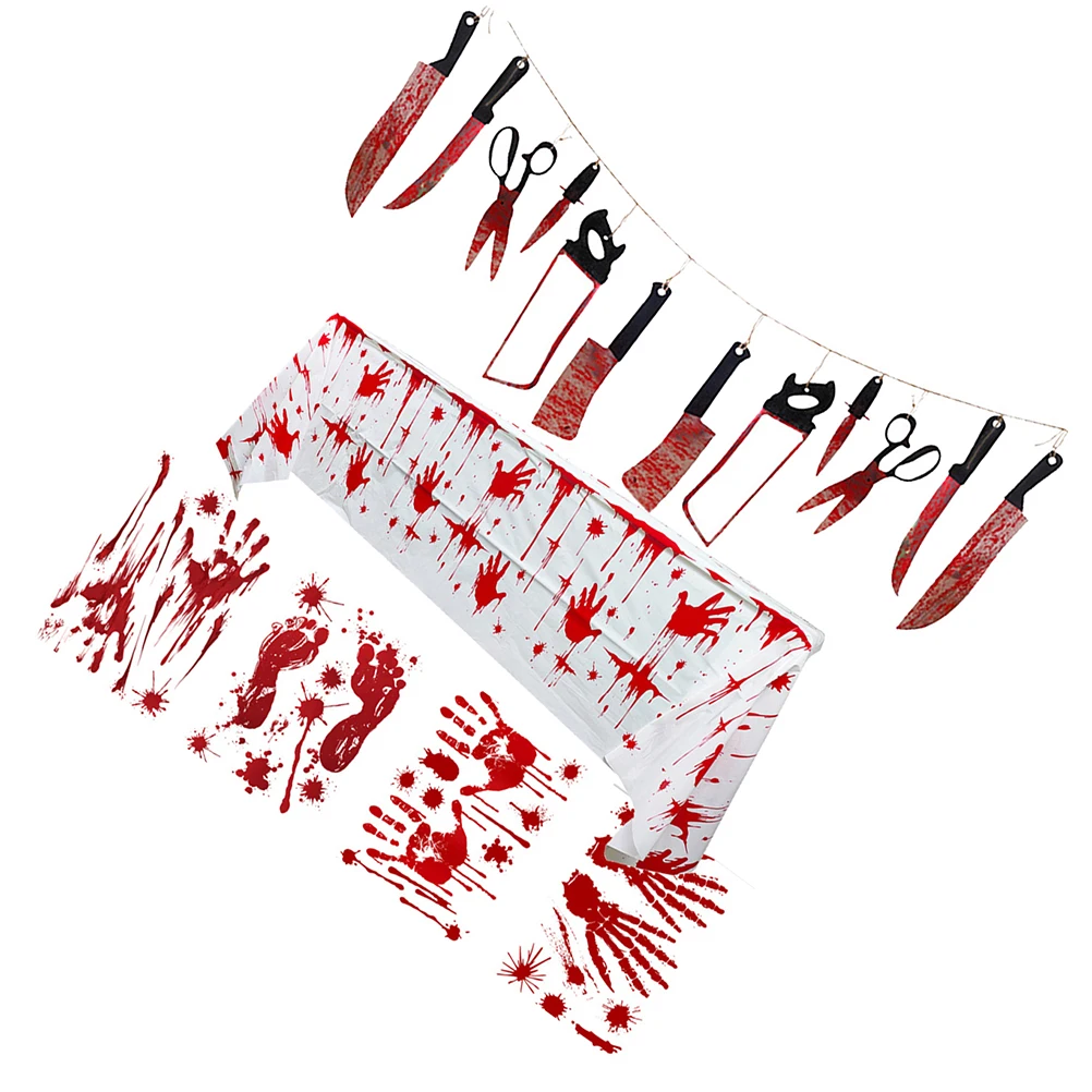 

PVC Blood Decorations Halloween Party Supplies Banner Tablecloth Stickers Party Supplies Festive Creepy Storage
