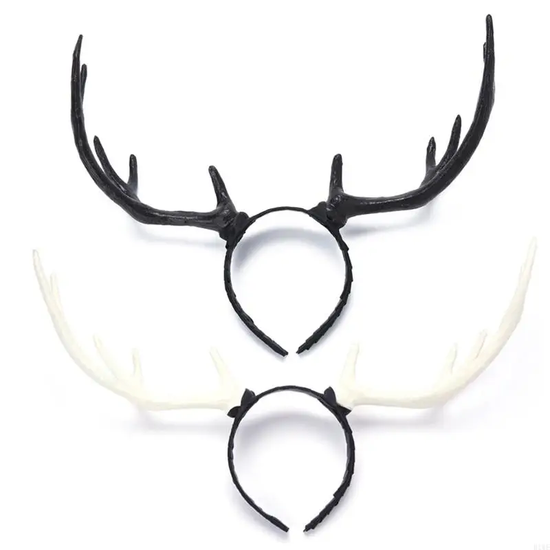 R1WE Antler Deer Horn Headband Dancing Party Props Christmas Halloween Hair Props