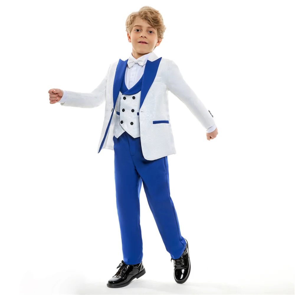 

Smart And Stylish Boy's Tuxedo Formal Outfit For Kids Blazer Vest And Pants For Party Paisley Classic 4-Piece Suits for Boys