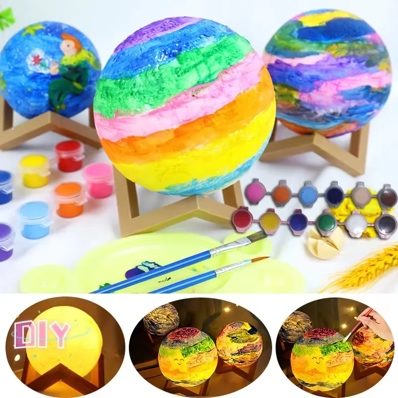 Newest DIY Planet Lamp 3D Moon Galaxy Creative Night Light Art Painting Graffiti Birthday Gifts Bedroom Living Room Decoration