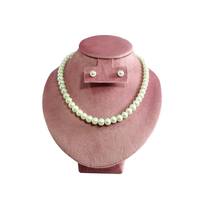 Pink Velvet Necklace Jewelry Portrait Neck Display Stand Fashion Pearl Necklaces Show Holder Jewellery Store Counter Organizer