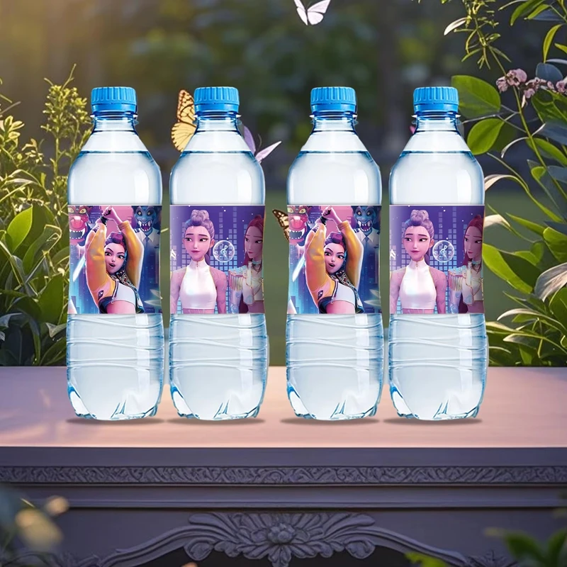 Demon Hunters Water Bottle Label Stickers Birthday Party Decoration Kpop Anime Waterproof Sticker Baby Shower Kids Party Supplie