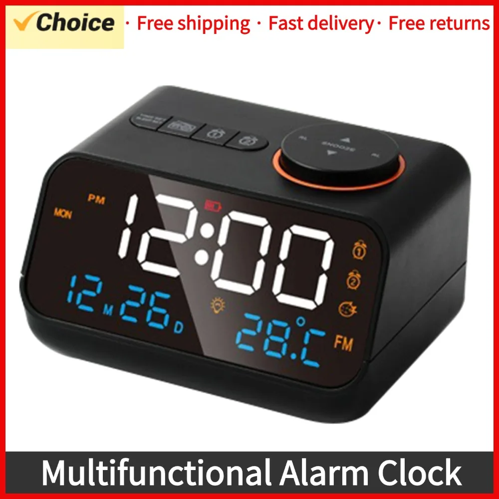 

Многофункциональный Будильник с FM-радио, перезаряжаемый телефон, цифровые часы с индикацией температуры и влажности, со звуковой активацией