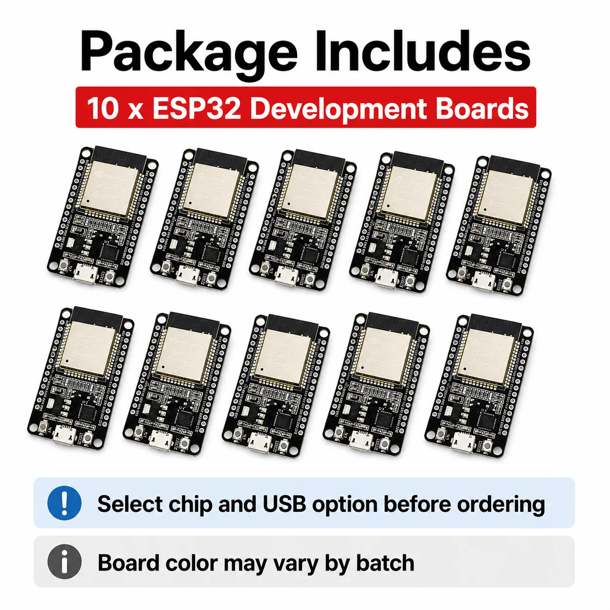 10 SZT. Płytka Rozwojowa ESP32 WiFi Bluetooth Dual Core ESP-32 ESP-32S CP2102 CH9102 CH340 Moduł Type-C Micro USB — zdjęcie produktu 6