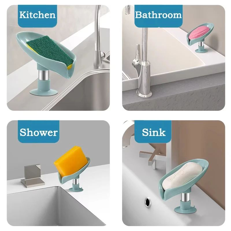  صندوق الصابون تخزين الصابون الرف المنزلية استنزاف حامل الصابون لكمة خالية شفط كأس رف الصابون الحمام لا تراكم تخزين المياه #5