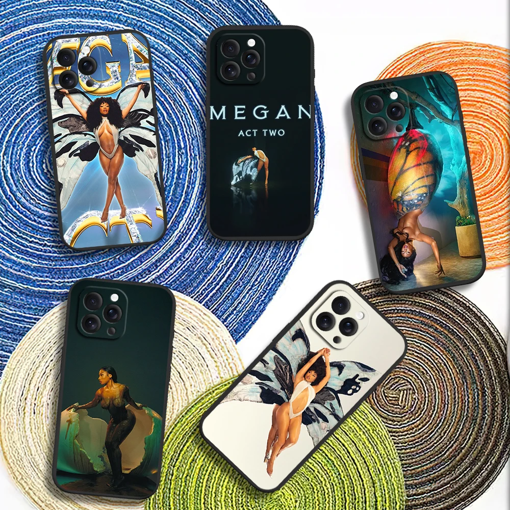 Singer Megan Thee Stallion MEGAN ACT II Phone Case for iPhone 12 11 14 15 13 16 Max Plus Pro Black Soft Silicone Cover