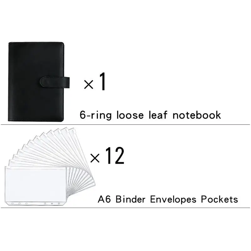 A6-Budgetordnerplaner mit 12 Geldumschlägen, bunter Notizbuchordner aus PU-Leder mit 12 A6-Ordnertaschen – Detail 2