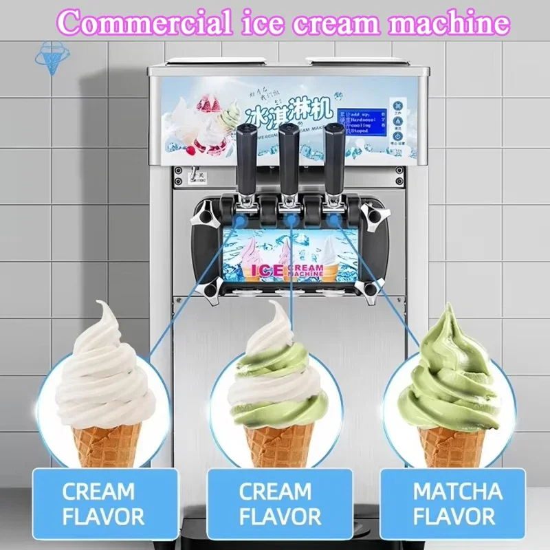 Soft Ice Cream Machines Commercial Sorbet Coolers Tricolor Desktop Sweet Cone Freezing Equipment Vending Machine