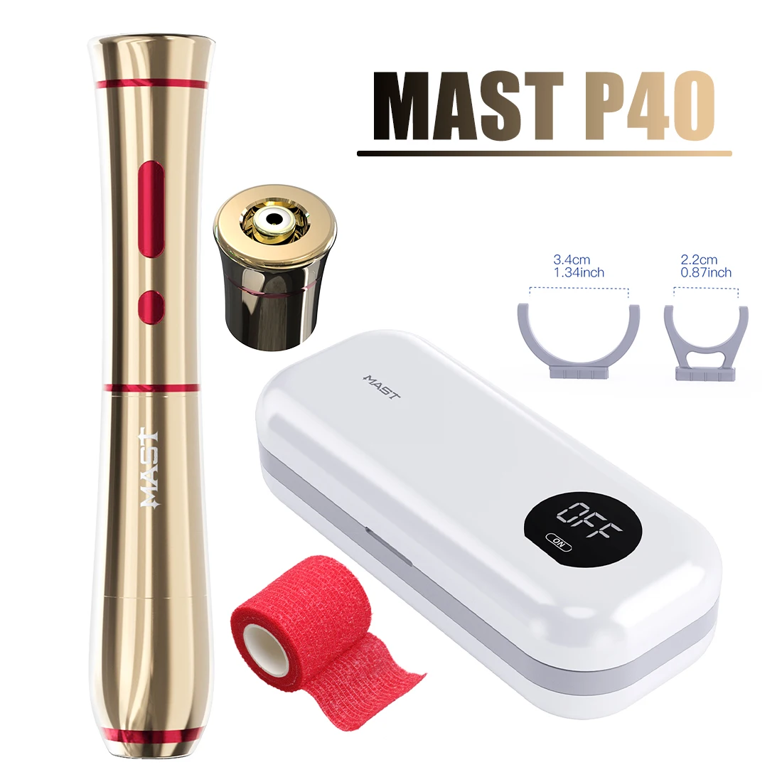 

Mast P40 Crown Wireless Tattoo Pen with 2.5mm Stroke and Stronger Battery Life With Professional Tattoo Sterilization Box Kit