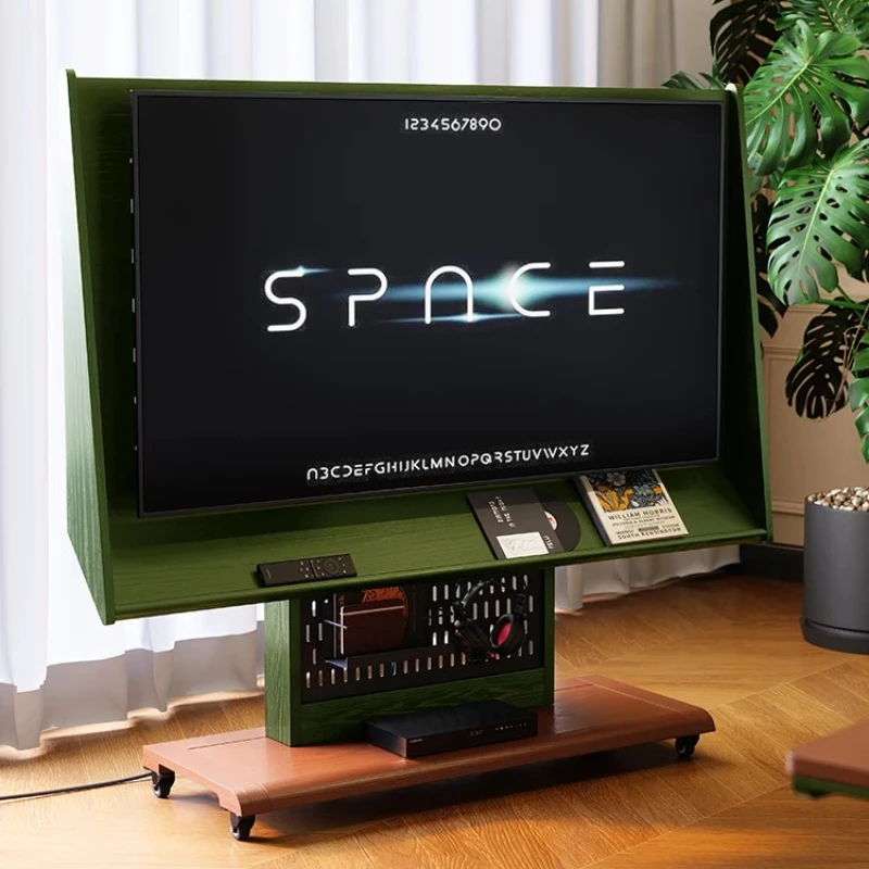 

French Retro TV Stand Cart: Solid Wood Frame with Universal Wheels for Flexible Placement, Redefining Your Home Viewing Experien