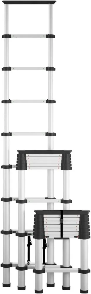 SmartClose Telescoping Aluminum Ladder with top Cap (300-lb Capacity, 8.5 ft. Ladder with 12 ft Max Reach)