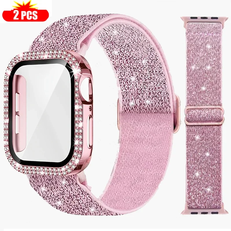 Band+Case for Apple Watch 45mm 41mm 40mm 44mm Screen Protector for Women Bracelet for IWatch 9 8 7 6 SE 5 4 3 Watch Accessories view 2