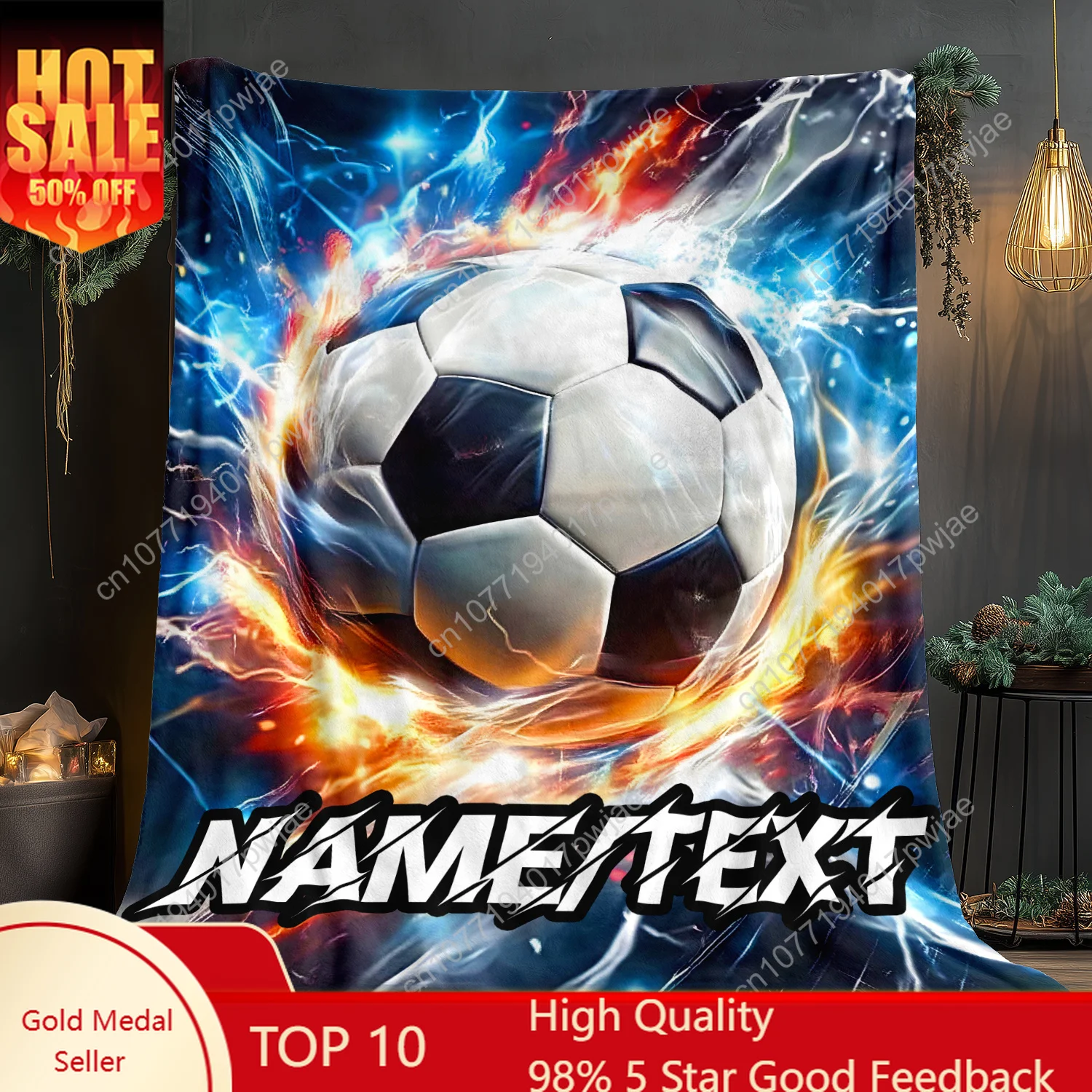 

Customizable Name Football Flannel Throw Blanket – Cozy, Lightweight, All-Season Warmth for Sofa, Camping, Living Room, Office,