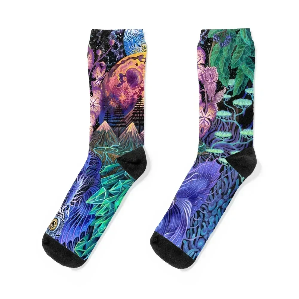 

Moon World Socks basketball funny gift floor sports stockings Women's Socks Men's