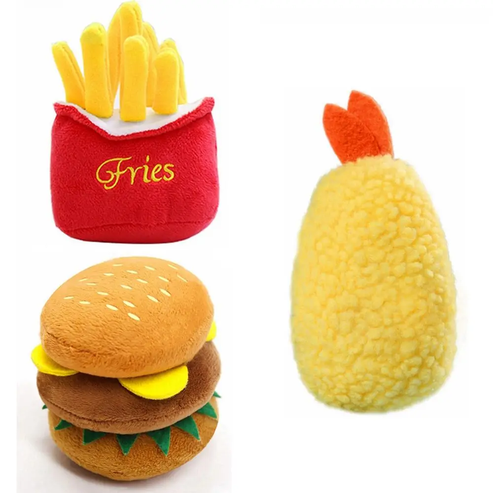 Resistant Stuffed Plush Burger Cleaning Teeth French Fries Puppy Playing Dog Toys Pet Interacative Pet Chew Toys Pet Supplies