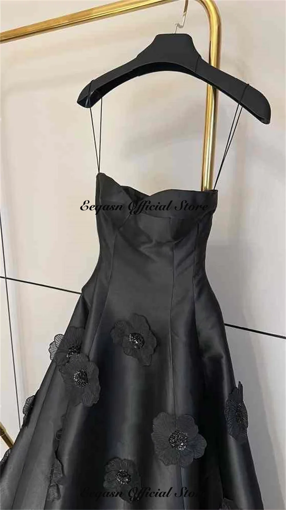 Black Flowers Evening Dress Ball Gown Satin Birthday Dresses Luxury Wedding Prom Long Party Bespoke Occasion Gala Customized