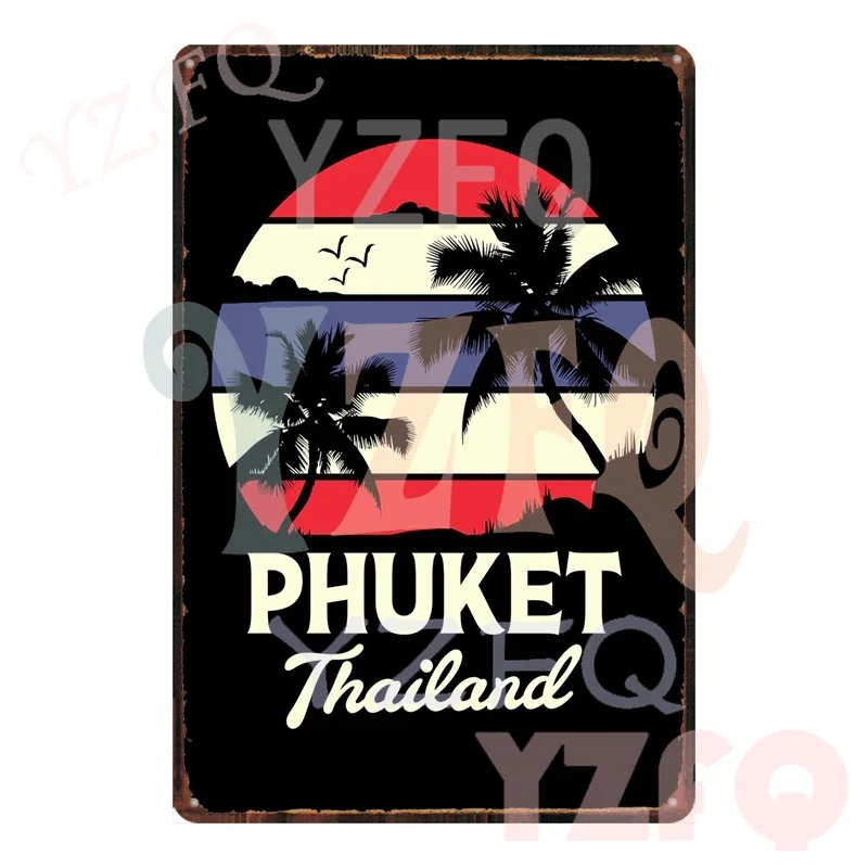 YZFQ بانكوك باتيا مدينة علامة معدنية خمر تايلاند ذات المناظر الطبيعية الخلابة بقعة ملصق ديكور المنزل مخصص السفر اللوحة 8X12 بوصة KJ-0504B #2