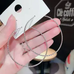 Simple Big Metal Hoop Earrings for Women Jewelry Gift Carve Serrations Round Circle Earrings Trendy Exaggerate Statement Earring