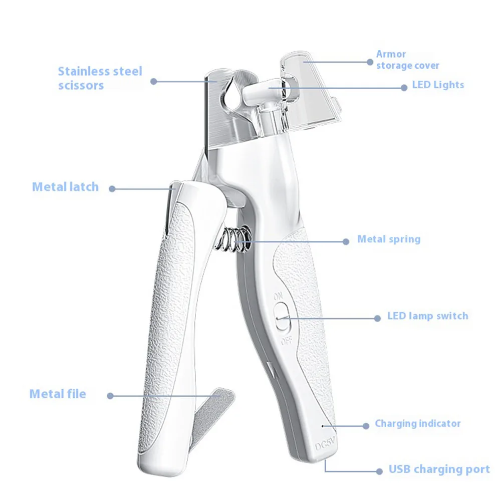 Obcinacz do paznokci dla zwierząt domowych Obcinacz do paznokci dla kotów i psów Oglądaj obcinacz do paznokci z linii krwi Obcinacz do paznokci LED Akumulatorowy model Artykuły do pielęgnacji zwierząt domowych