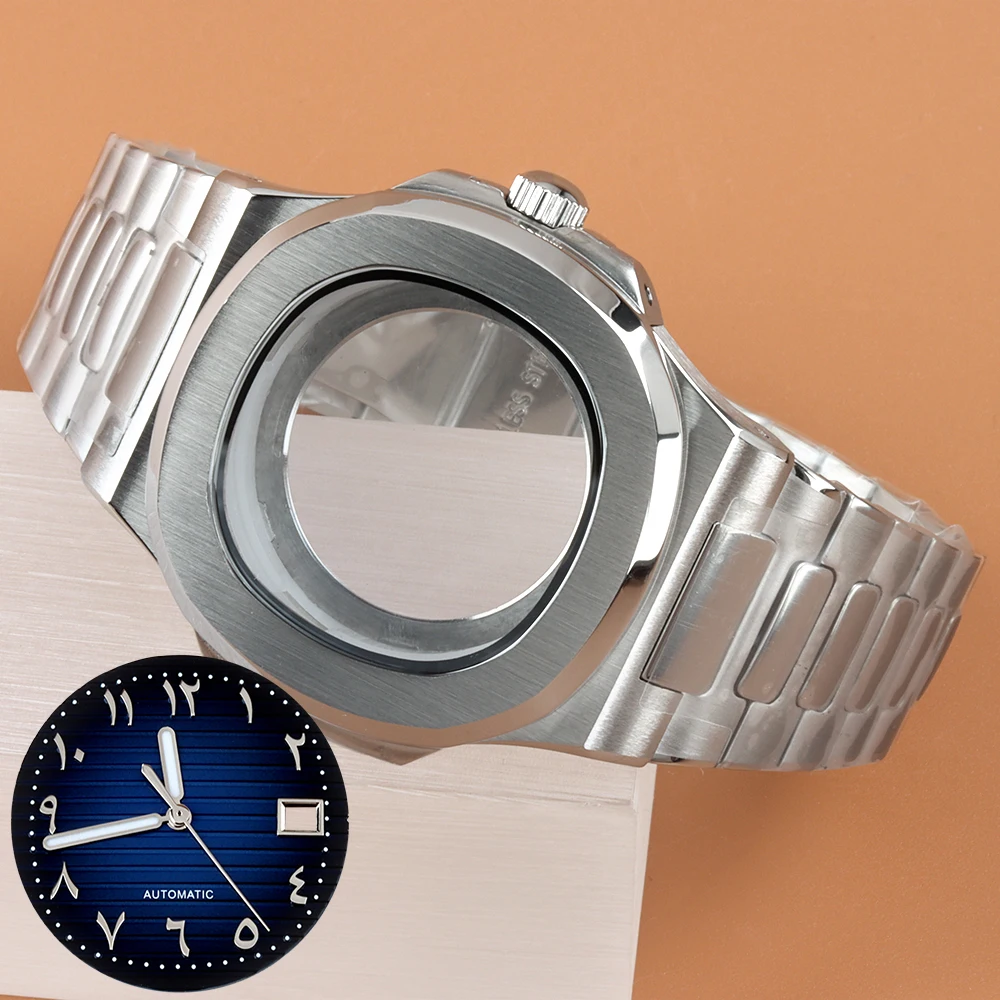 

Корпус часов 40 мм, браслет из стали 316L, 29,8 мм, циферблат с арабскими цифрами, стрелки для Nautilus NH35 NH36 NH38, аксессуары для часов с механизмом