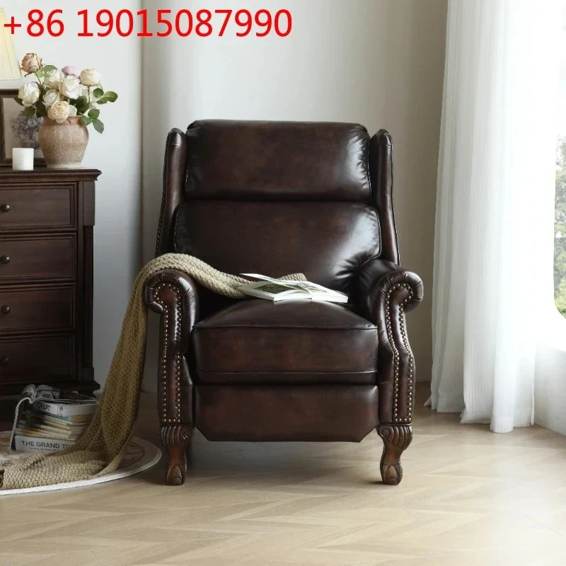 American leather single sofa functional chair first layer cowhide living room bedroom furniture leisure chair