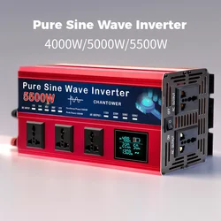 Inversor de onda sinusoidal pura de 5500W 5000W CC 12v/24v/48v/60v/72v a CA 110v/220v convertidor de voltaje inversor de energía Solar para coche