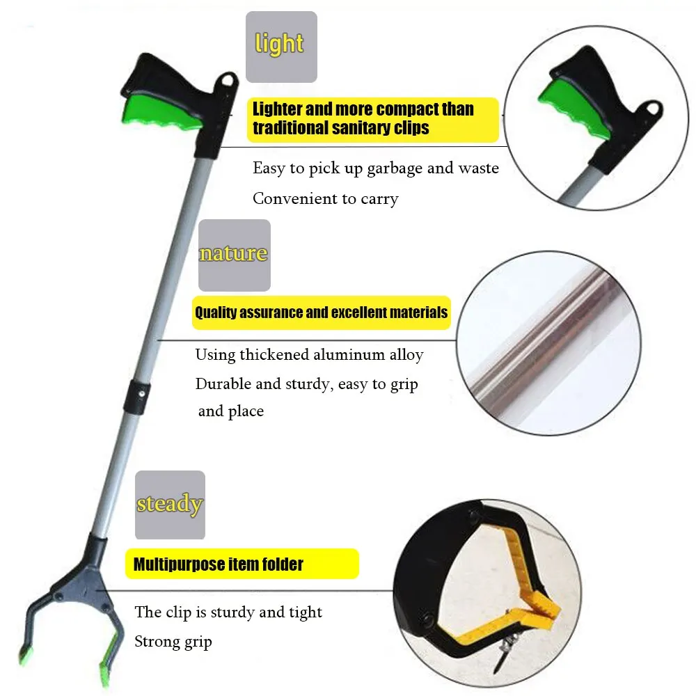 Foldable Litter Reachers Pickers Gripper Extender Hand Tools Portable Collapsible Garbage Grabber Pick Up Tools