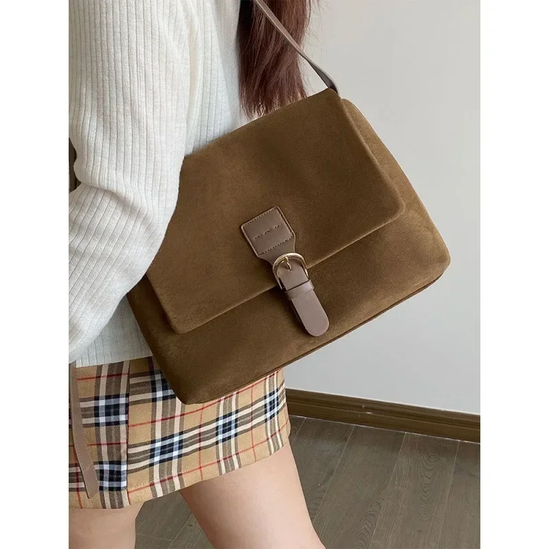 

New College Style Women's Bag, Retro Temperament Suede Shoulder Armpit Bag, Versatile Casual Crossbody Bag for Women 2023