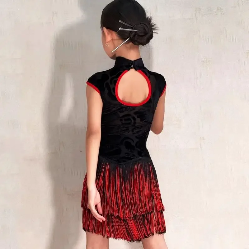 

【2026】Fashion Latin Dance Training Costume Girl New Children's Performance Costume Competition Regulations Latin dance dress