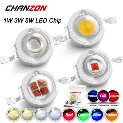 1W 3W 5W warme natürliche kalte weiße LED-Chips-Glühbirne, hohe Leistungsintensität, rot, blau, grün, gelb, volles Spektrum, Wachstumslicht