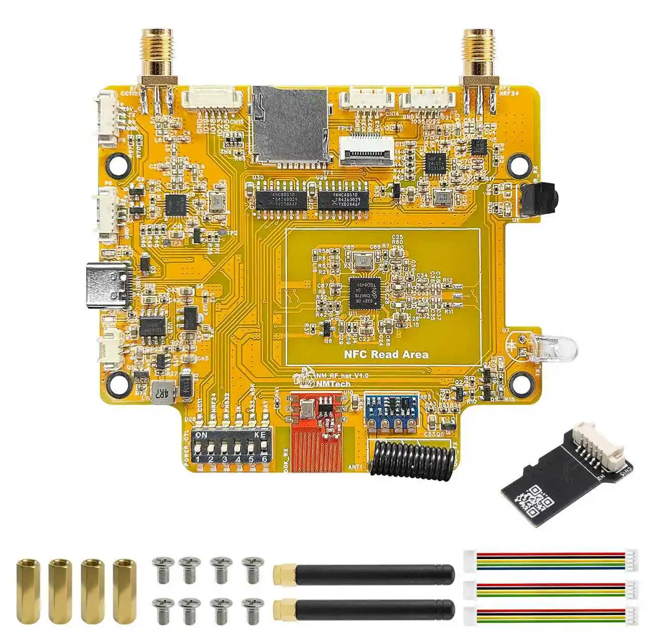 El Sombrero Complementario NM-RF-Hat, RF Multibanda para ESP32-2432S028 Bruce CYD CC1101 NRF24 PN532 IR TX/RX 433M OOK con Gestión de Energía y Ranura TF