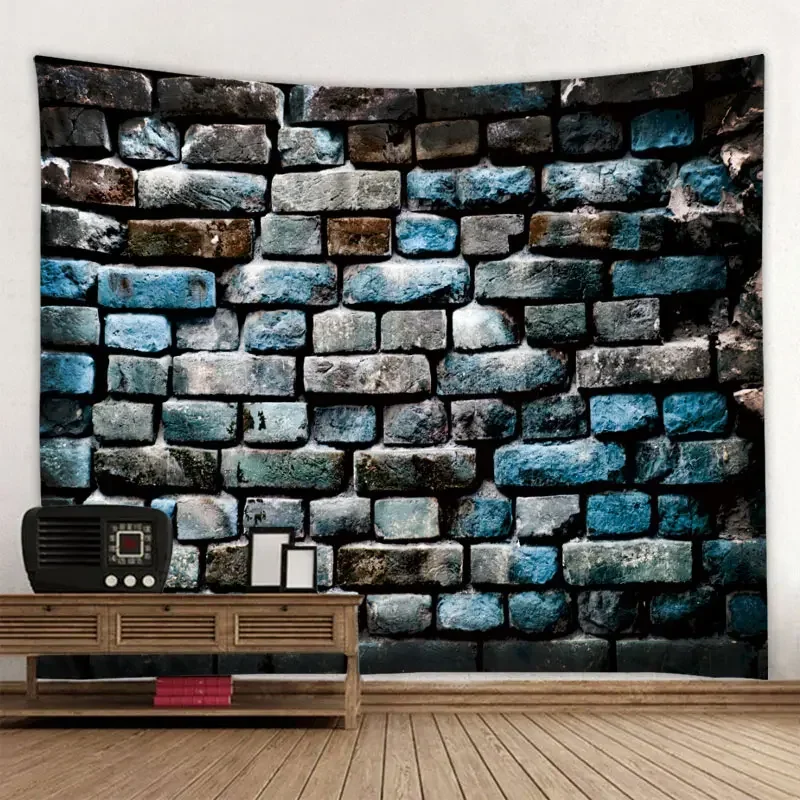 Vintage Make Old Stone Rock Wall Printed Tapestry Wall Hanging Natural Scenery Wall Tapestry for Bedroom Living Room Decorations