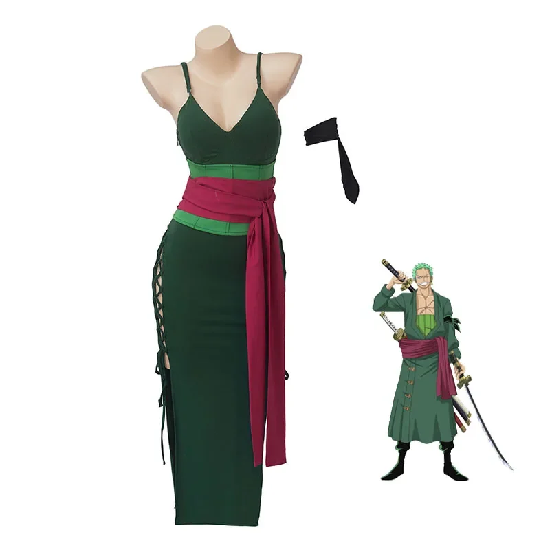 One Piece Zoro Cosplay Gender-Changing Women's Clothing Plus Size Sexy Slim High-Looking Comic Exhibition Cosplay Zoro Hip Skirt