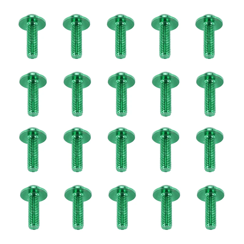 

T61C_20 Pcs Green Aluminum Alloy Motorcycle Hexagonal Bolts Screws M6