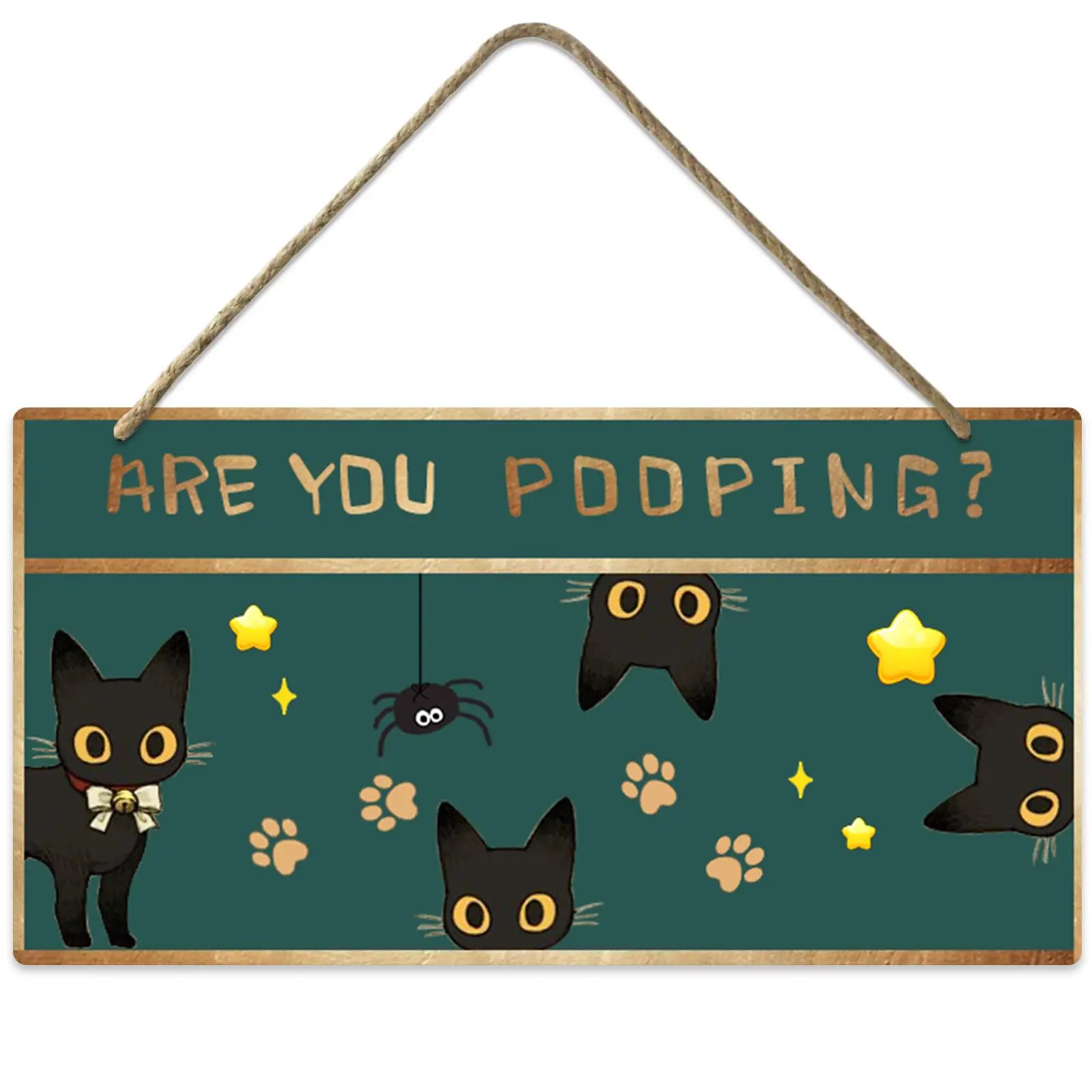 

Are You Pooping Sign Funny Black Cat Bathroom Sign Farmhouse Rustic Wooden Bathroom Signs for Home Gate Garden Bars Restaur sign