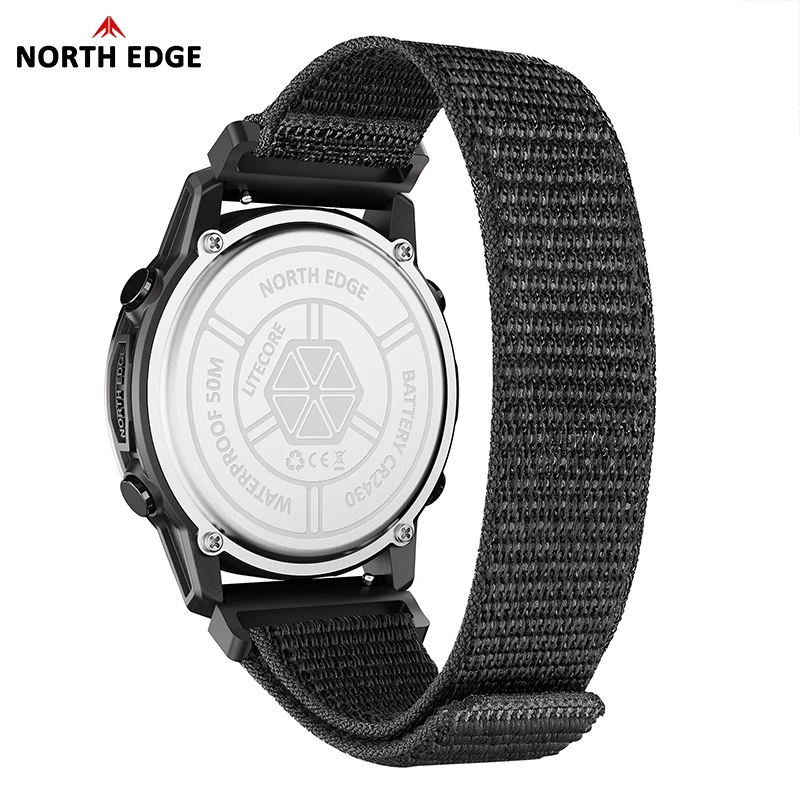 NORTH EDGE New Sports Desgin LITECORE Men's Digital Watch Super Light Compass Pedometer Waterproof Electronics Wristwatch Gift