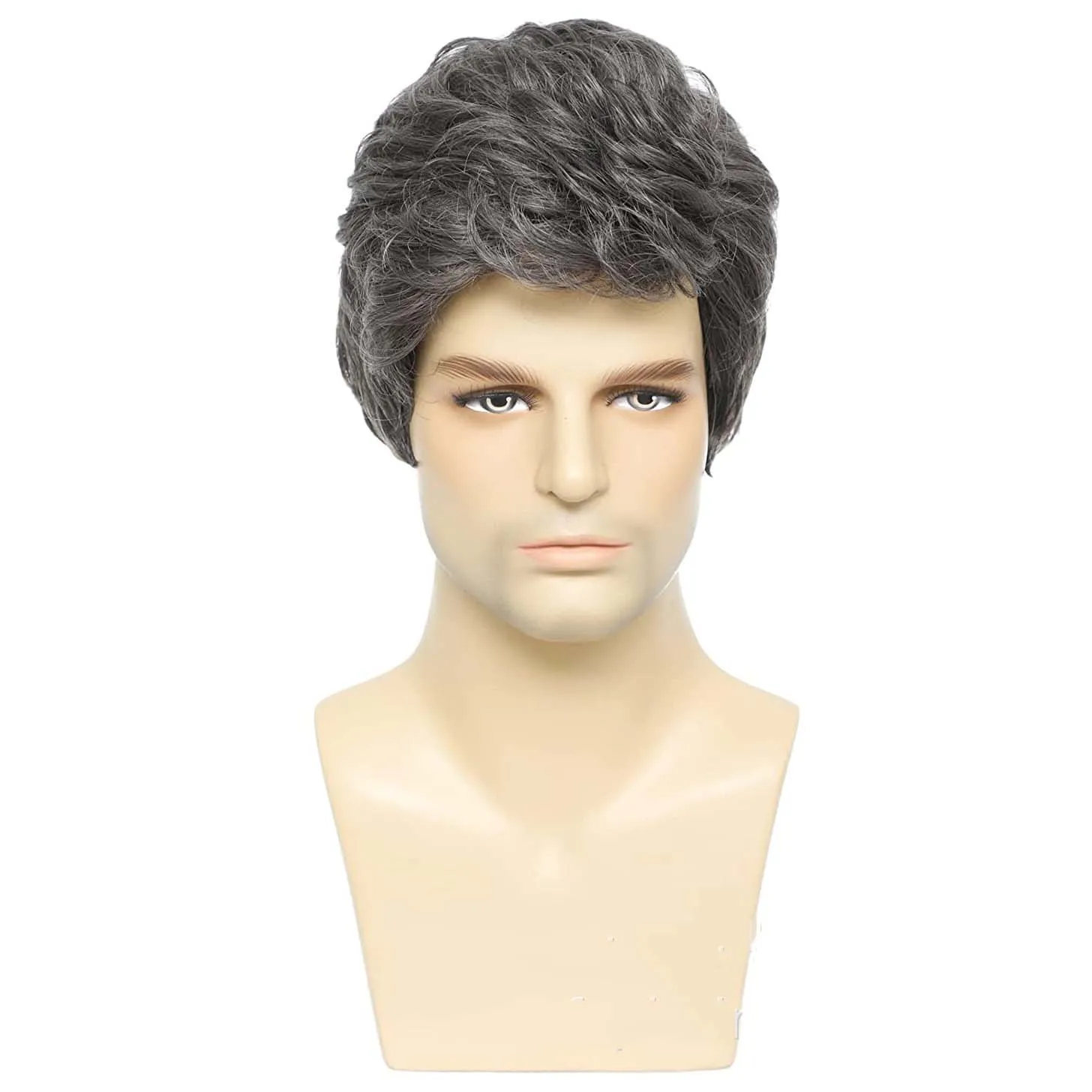 Man Synthetic Wigs Natural Black Short Wavy Wigs With High Temperature Fiber Daily Wear Curl Fashion Hairstyle Male Wig