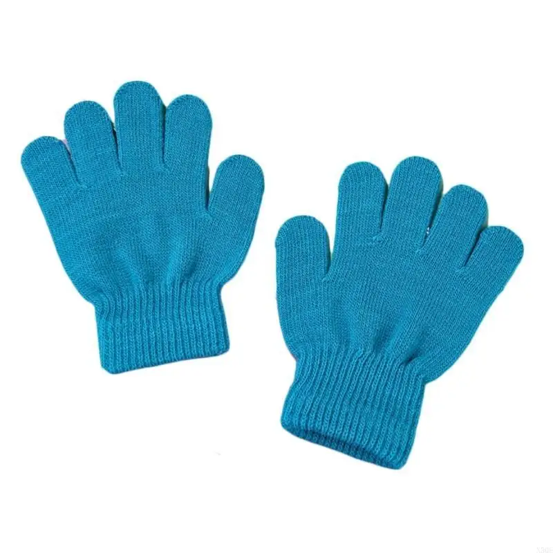 6 أزواج أطفال أطفال شتاء متوكينون قفازات كاملة الإصبع الطالب النيون لون الصلبة في الهواء الطلق ركوب الدراجات القفازات السحرية